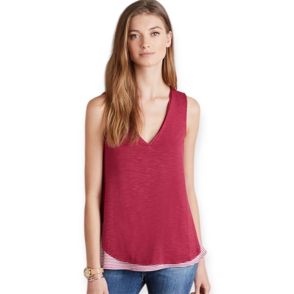 Deletta Pink and White Striped Top Weekdays Layered Tank